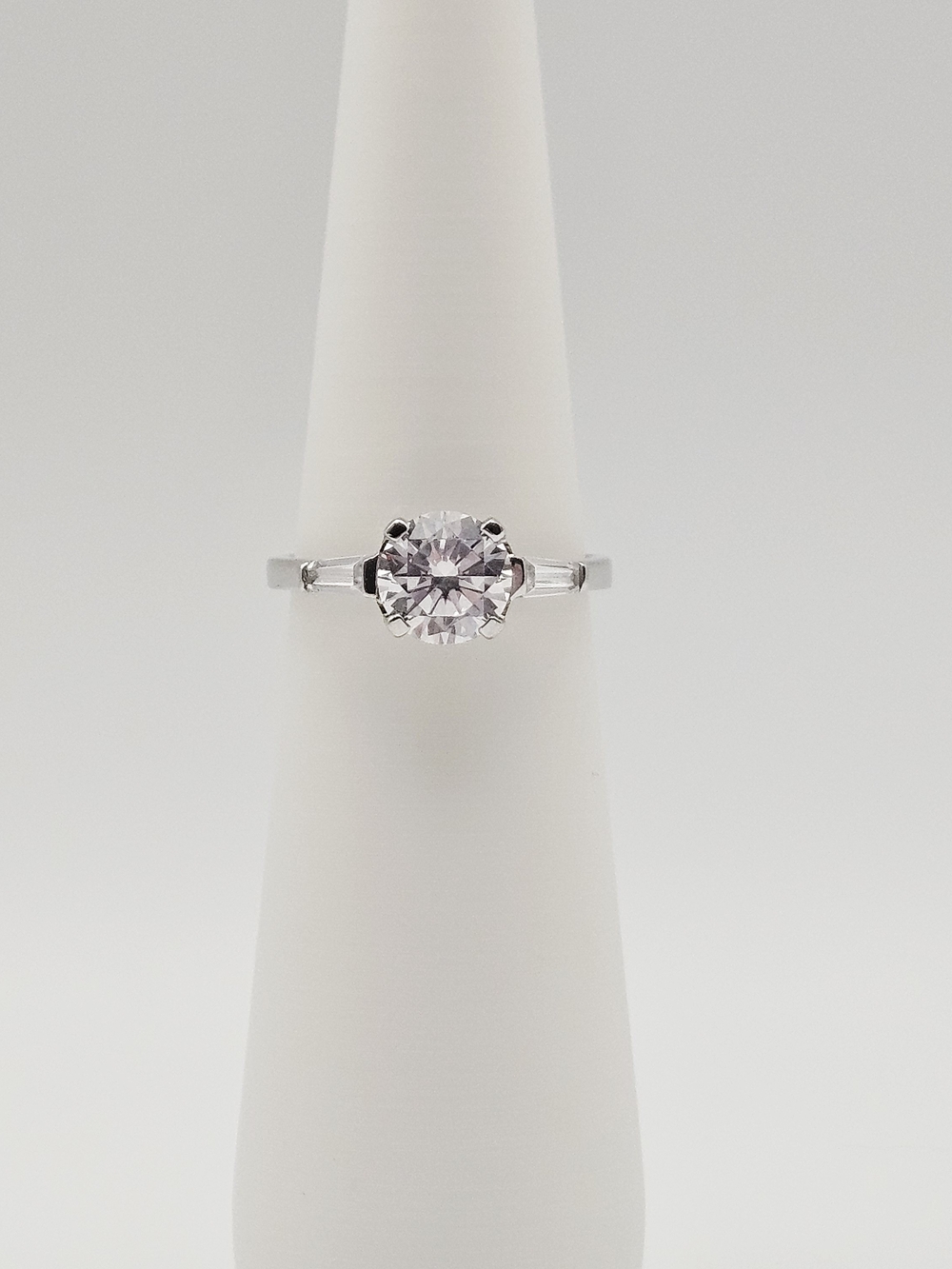 Classic Solitaire Sterling Silver Ring with Clear Center Stone